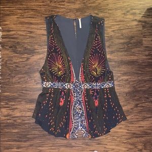 deep v buttoned tank top